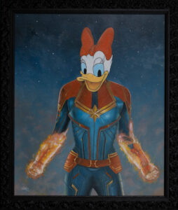 Artwork about the junction of Captain Marvel with Daisy Duck