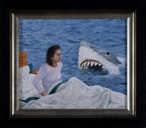 Pintura al óleo sobre una pesadilla con la película "Tiburón" de Marco Santos
