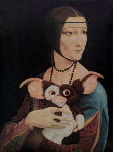 Cuadro de La Dama del Armiño (Da Vinci) con Gizmo (Gremlins)