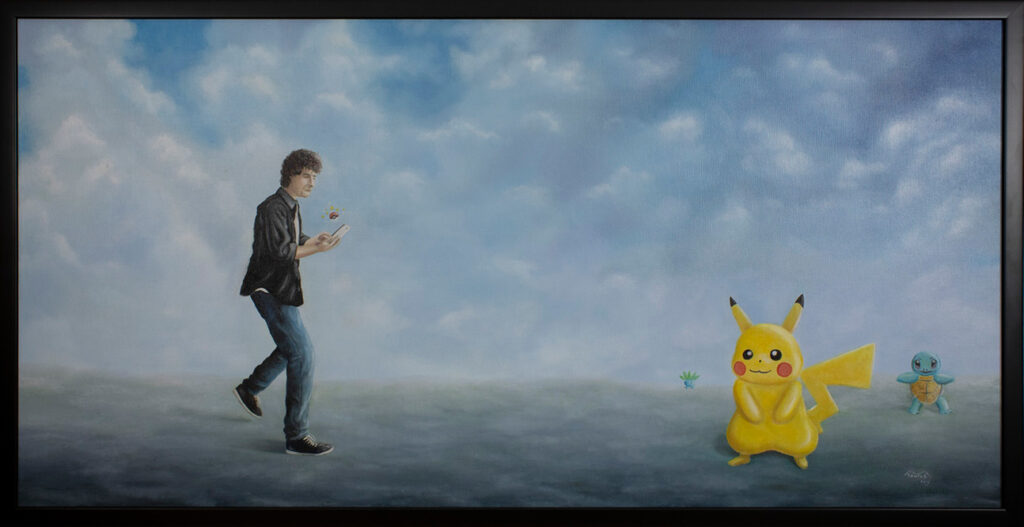 Quadro pop a óleo sobre Pokemon go de Marco Santos
