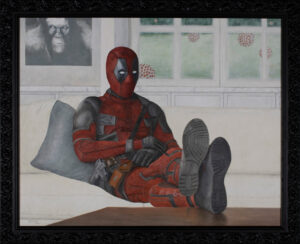 Art about Covid-19 with Deadpool in isolation