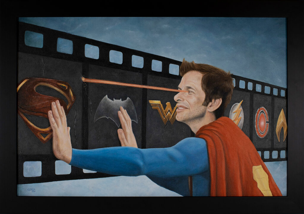 Pop Oil painting about Release the Snyder Cut. Marco Santos