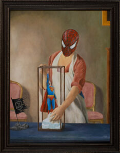 Esta obra é inspirada em "the figurine" de william paxton com elementos de superman the movie, spiderman e zack snyder's justice league
