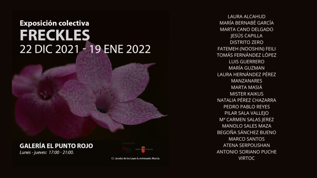 Exhibition poster of Freckles at galeria el punto rojo, Murcia, Spain