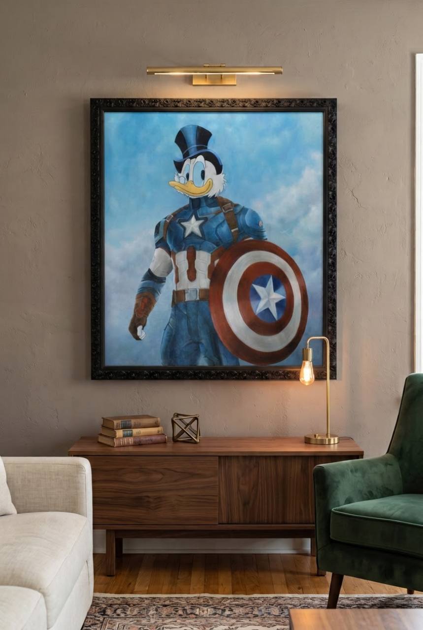 Captain Scrooge McDuck displayed in a contemporary living room visualization