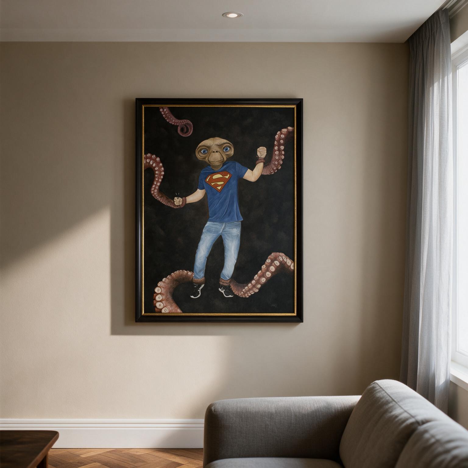 A Stranger in a Strange Place displayed in a contemporary living room visualization
