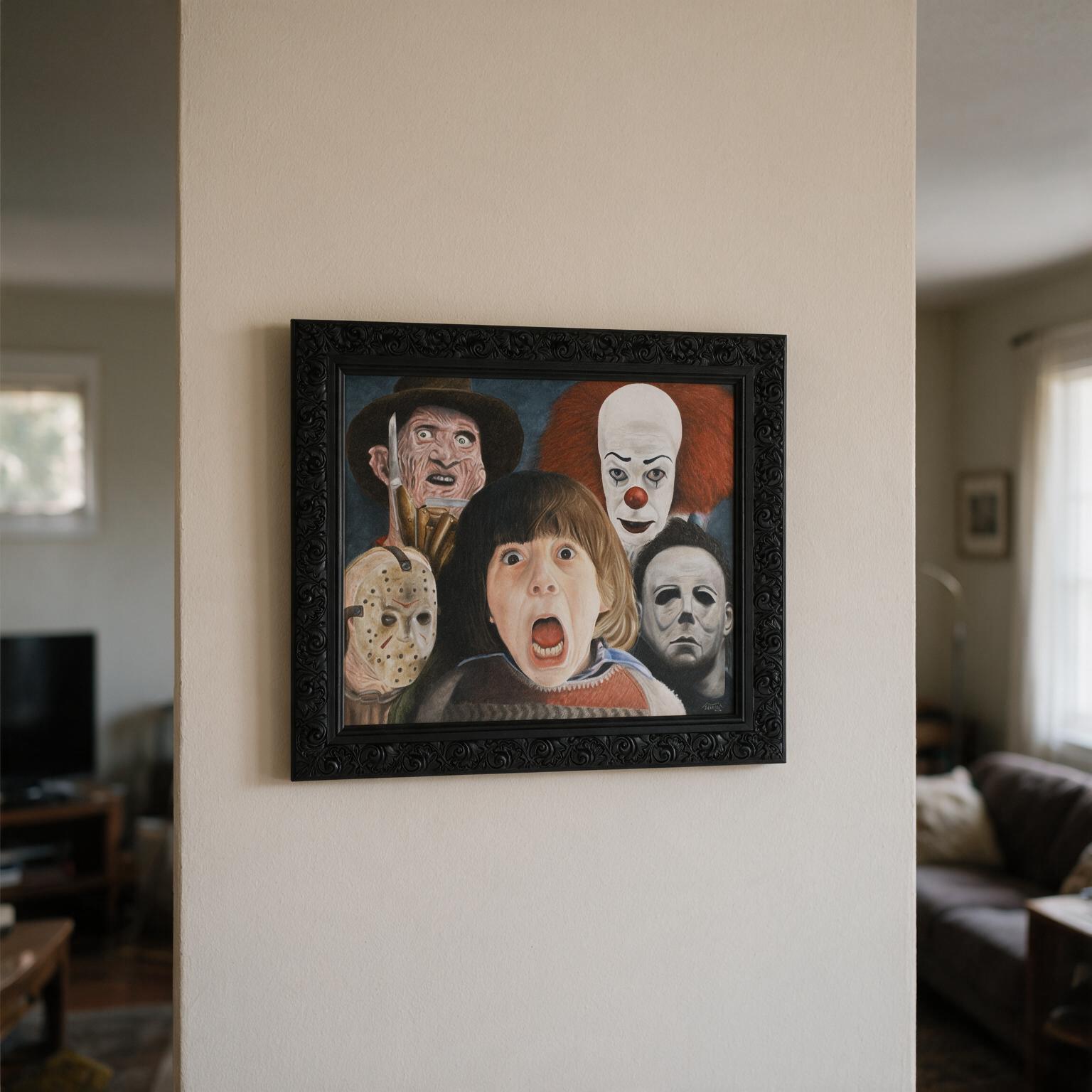 Fear is not a place to live displayed in a contemporary living room visualization